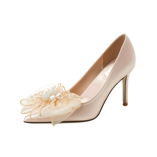 Sweet Bow Bridal Shoes White Wedding Dress