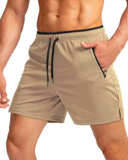 Men's Running Short Belt Zipper Pocket Quick-drying Gym Exercise Lightweight