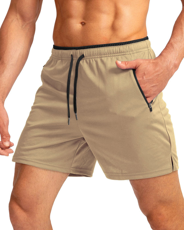 Men's Running Short Belt Zipper Pocket Quick-drying Gym Exercise Lightweight