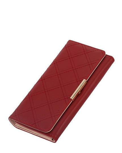 Women's Embroidery Thread Rhombus Clutch Wallet Large Capacity