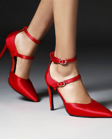 Hollow Women's Shoes Buckle Strap Stiletto Heel Pumps
