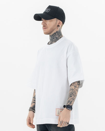 High Street Heavy Solid Color Basic T-shirt Loose