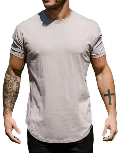 Slim Fit Muscle Round Hem Short Sleeve Popular Sports T-shirt