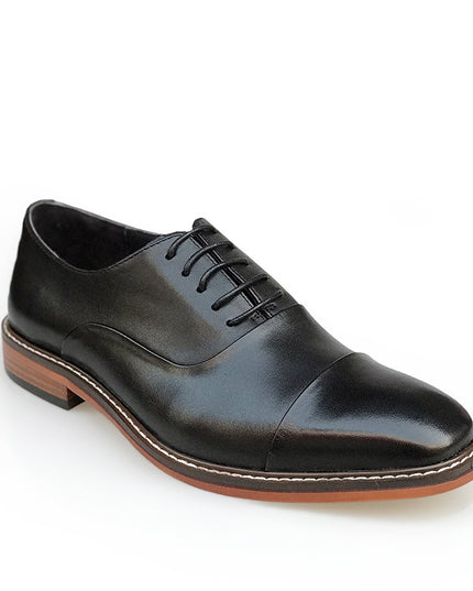 Leather Shoes Men's British Genuine Leather Pointed Brown Vintage Oxford