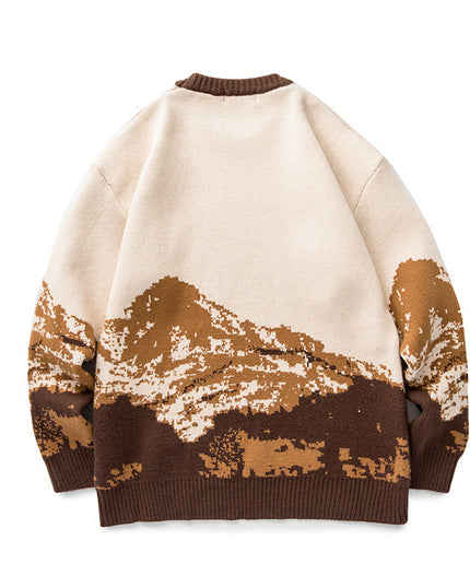 Snow Mountain Gradient Sweater Top Sweater For Men