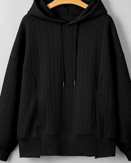 Twist Texture Solid Color Casual Hoodie Sweater Top