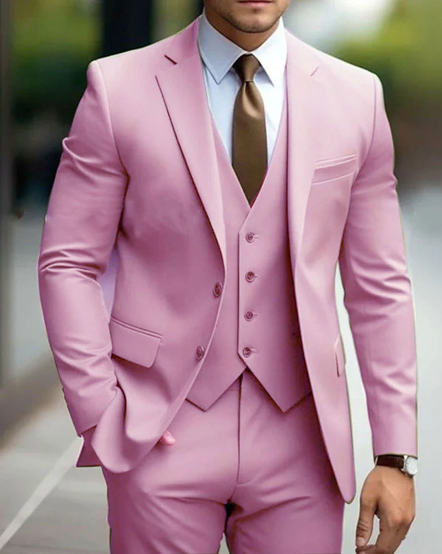 Business Casual Men's Three-piece Suit For Bridegroom Men's Wedding