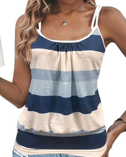 Vacation Style Suspender Stripes Top
