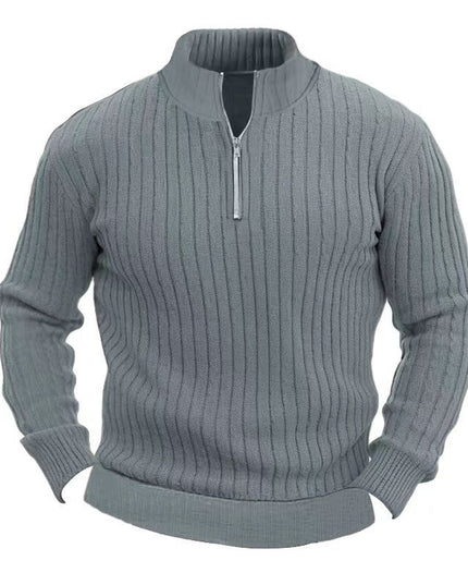 Leisure Pullover Men's Sweater Solid Color Stand Collar Long Sleeve