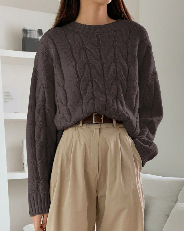 Round Neck Pure Color All-matching Trendy Sweater Top