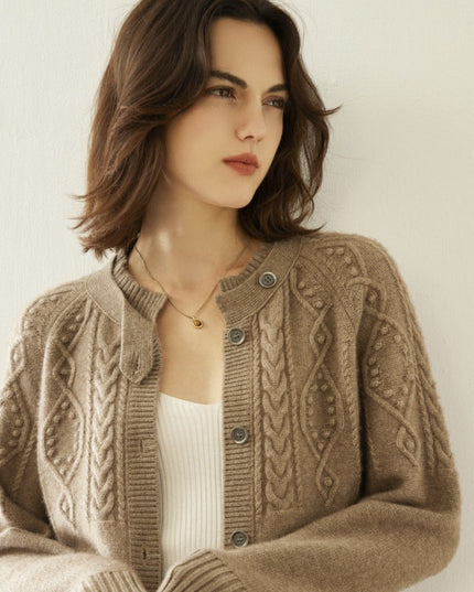 Cashmere Thick Knit Cardigan Women's Sweater