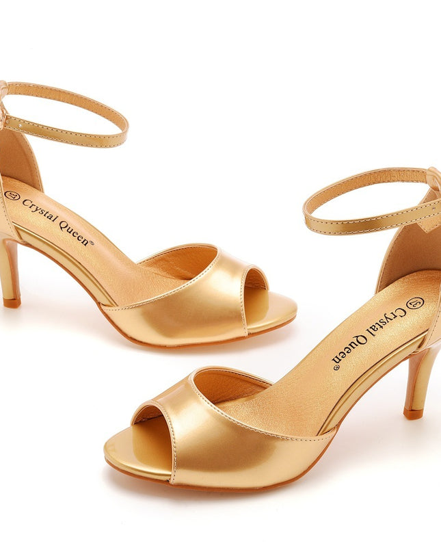 7cm Peep-toe High-heeled Sandals Shallow Mouth Buckle Plus Size