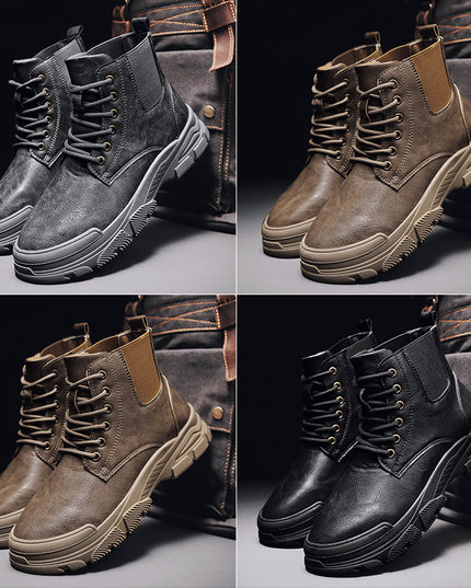 All-match Martin Boots Solid Color Casual Men's Shoes Black New
