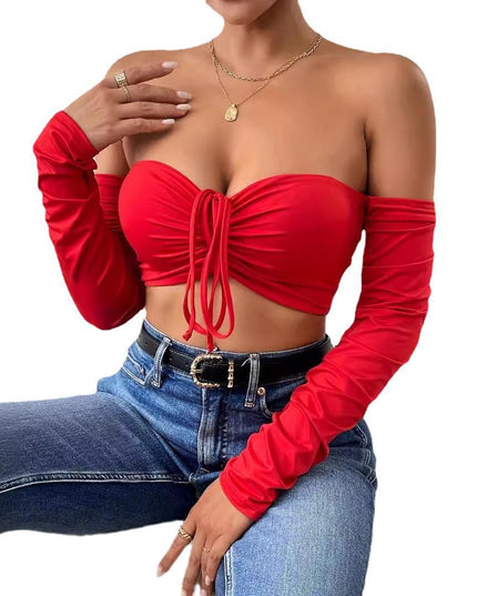 Night Club Style Slimming Waist Drawstring Long-sleeved Vest Can Be Worn Outside
