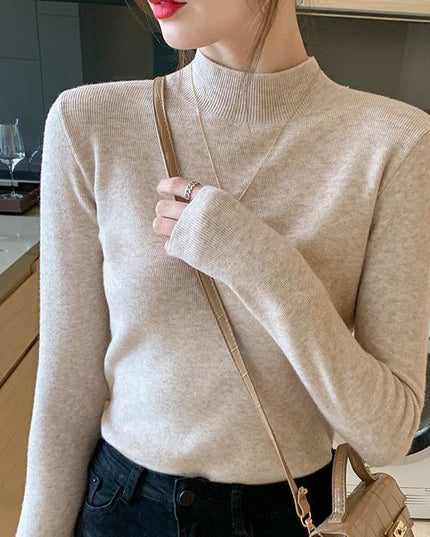 Inner Knitted Bottoming Shirt Slim Fit Slimming Long Sleeves Versatile Western Style Top