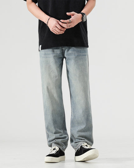 High Street Washed-out Vintage Casual Wide-leg Trousers