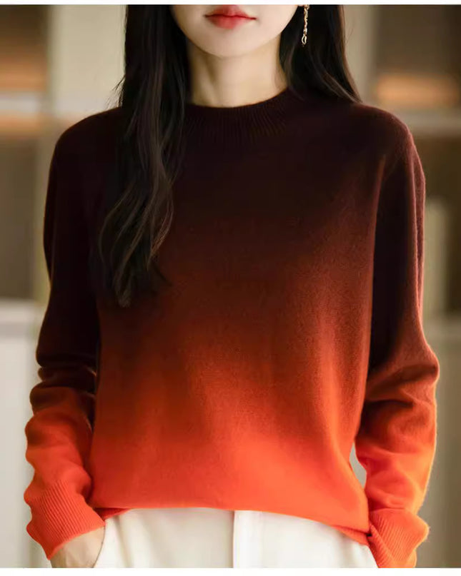 Loose Thick Idle Style Knitwear Gradient Color Sweater