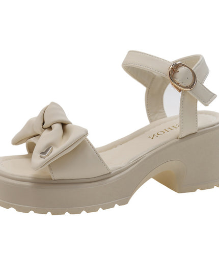 New Bow Chunky Heel Ankle-strap Fashion Beach Shoes