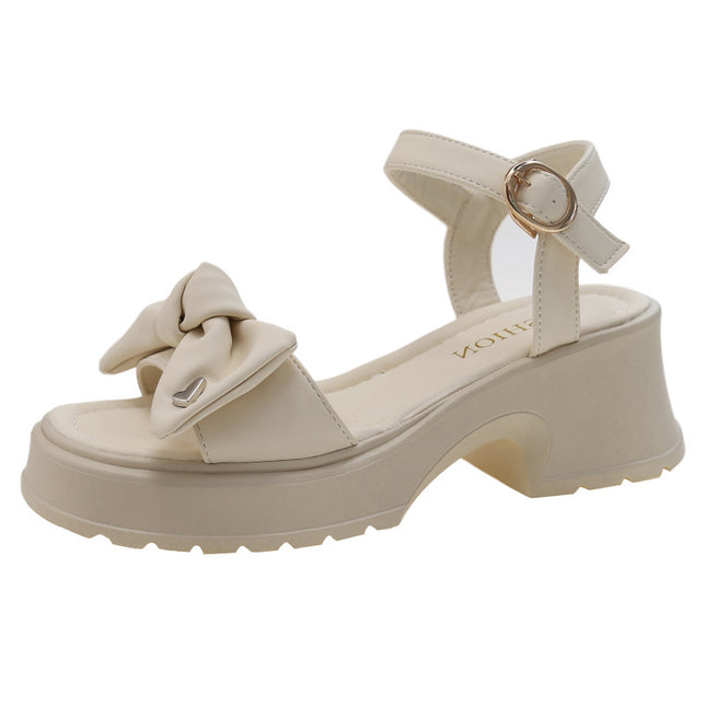 New Bow Chunky Heel Ankle-strap Fashion Beach Shoes