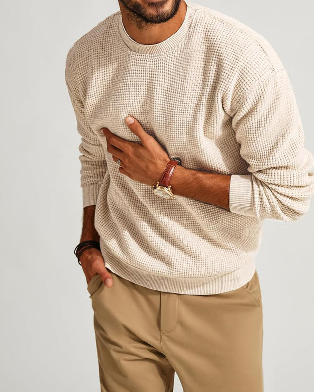 Men's Fashion Solid Color Waffle Casual