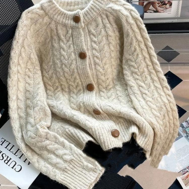 Retro Sweet Art Thickened Sweater Coat Loose Korean Style