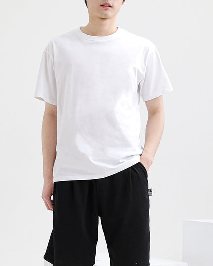 Solid Color Short Sleeve T-shirt Cotton Men's Round Neck Half Sleeve