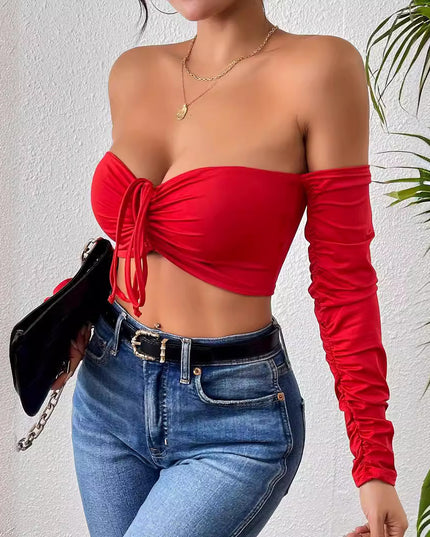 Night Club Style Slimming Waist Drawstring Long-sleeved Vest Can Be Worn Outside