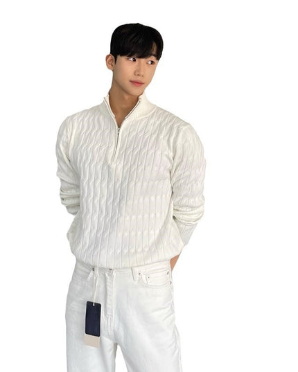 Half Turtleneck Zipper High-grade Lazy Pullover Long Sleeve Sweater