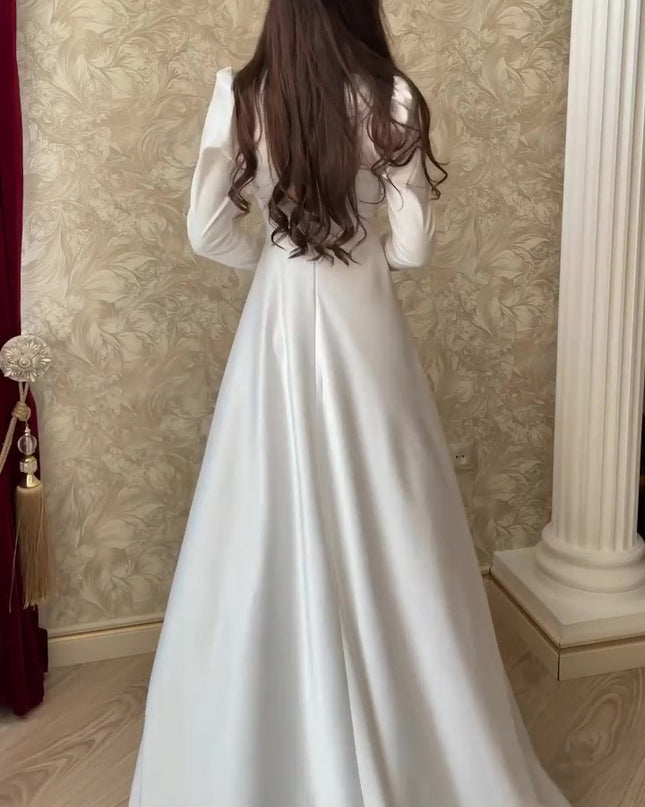 Solid Color High Neck Long Sleeve Maxi Dress