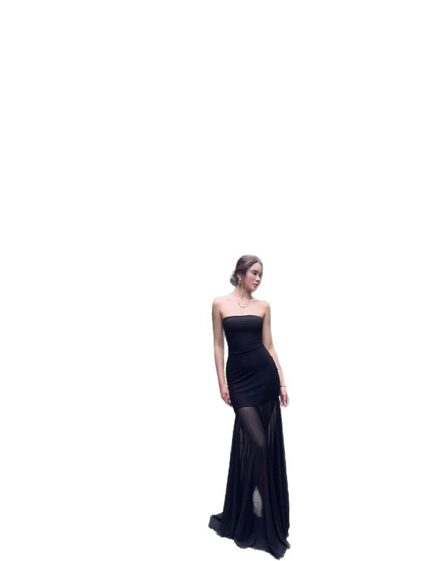 Solid Color Chest-wrapped Mesh Dress Sleeveless