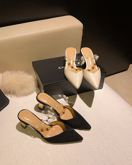 Women's Pointed Toe High-heel Half-drag Sandals