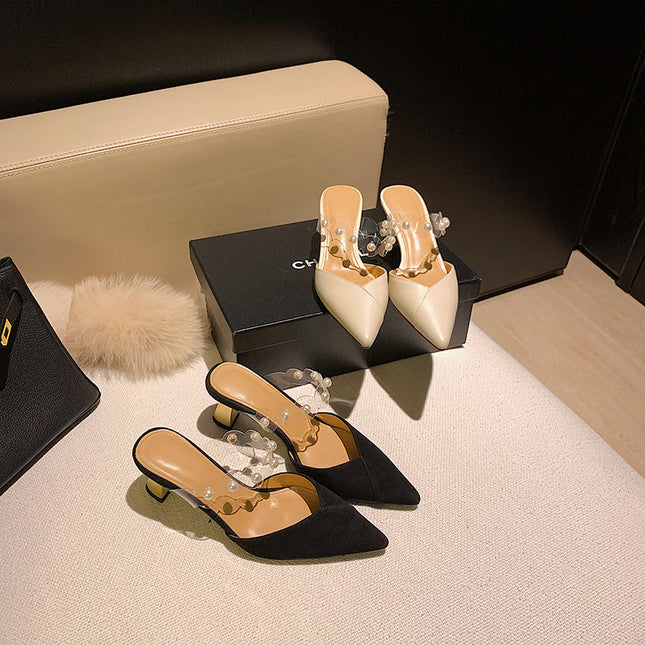 Women's Pointed Toe High-heel Half-drag Sandals