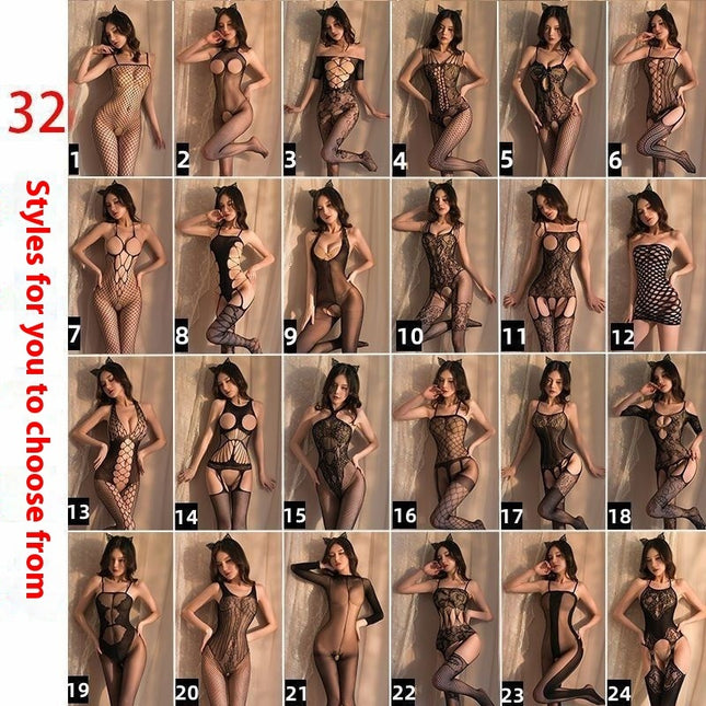 Fishnet Clothes Open-end Dew-free Suit Transparent Temptation Stockings