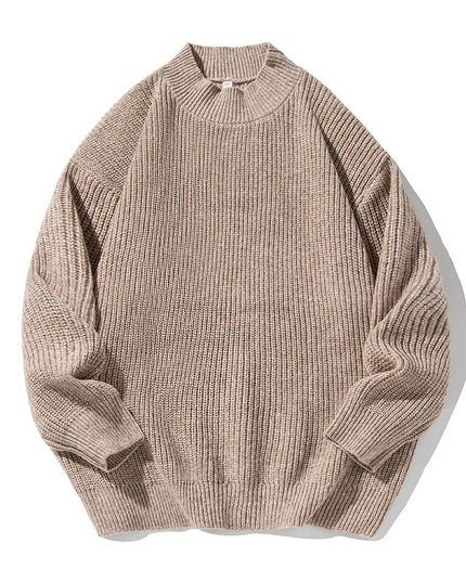 Retro Thick Needle Mock Neck Sweater Autumn And Winter Texture Texture Hemp Dot Jacquard Thickened