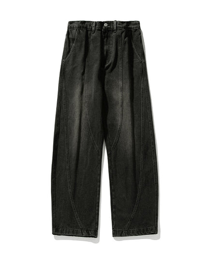 Washed Distressed Split Design Machete Jeans