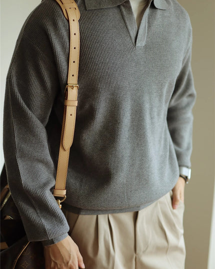 V-neck Sweater Pullover Sweater Lapel Heavy Warm