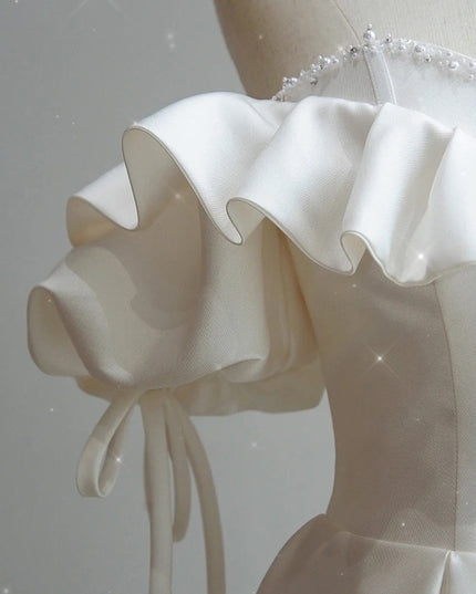 Satin Light Wedding Dress Bride French Super Fairy