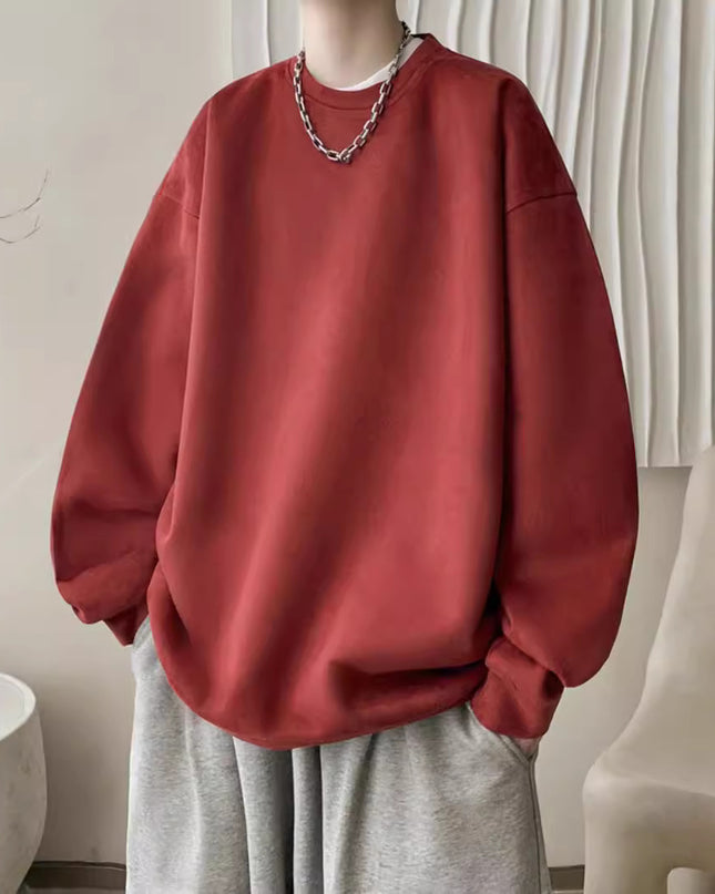 Japanese Basic Style Round Neck Sweater For Men