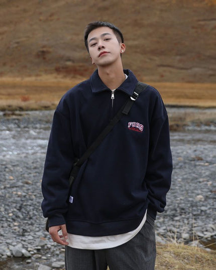 Fleece-lined Thickened American Retro Men's Sweater