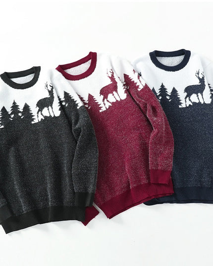 Men's Round Neck Jacquard Pullover Sweater