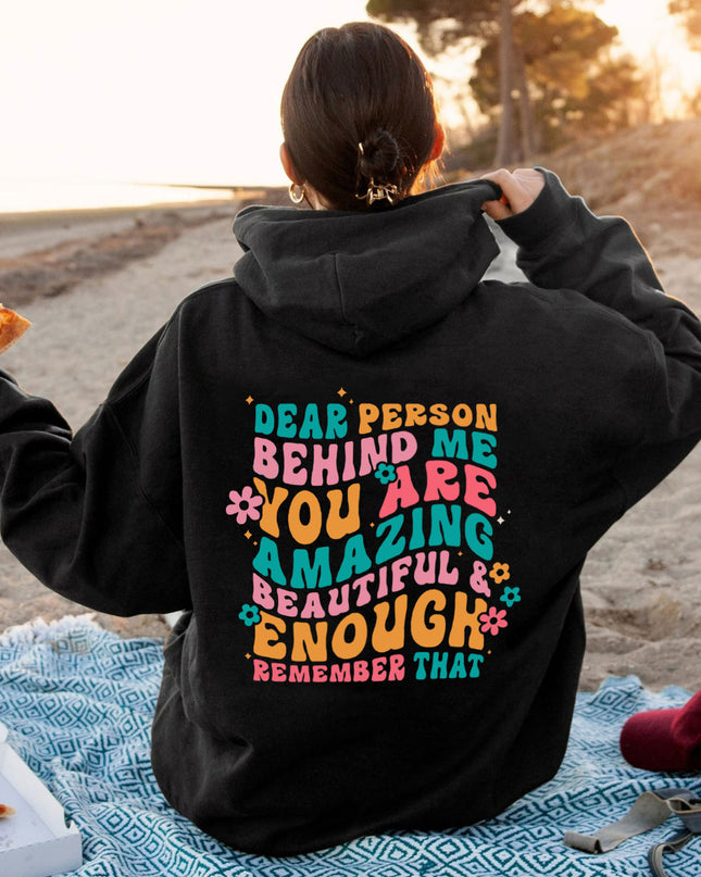 Women's Oversized Hoodie With Text On The Back Of Winter