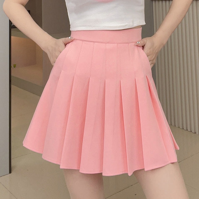 Women's High Waist Elastic Plump Girls Slimming A- Line Versatile Skirt