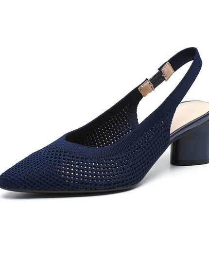 Hollow-out Knitted Closed Toe Back Empty Strap Sandals Pointed Toe