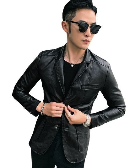 Fashion Casual Men's Suit Leather Jacket