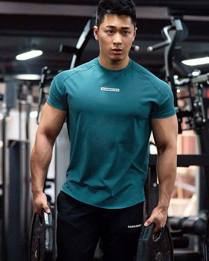 New Sports Short Sleeve Men's Stretch Absorbent Crew Neck