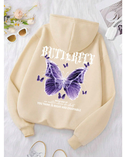 Purple Butterfly Sports Hooded Top Women's Sweater
