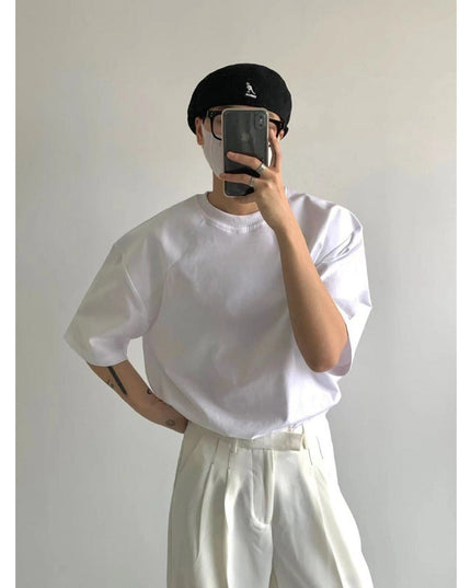 Loose Round Neck White Inner Half Sleeve Bottoming Shirt Top