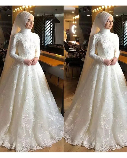Long Sleeve White Dignified Wedding Dress