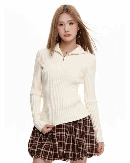 Black Long Sleeve Turtleneck Sweater Zipper Thickening Bottoming Shirt