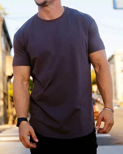 Slim Fit Muscle Round Hem Short Sleeve Popular Sports T-shirt